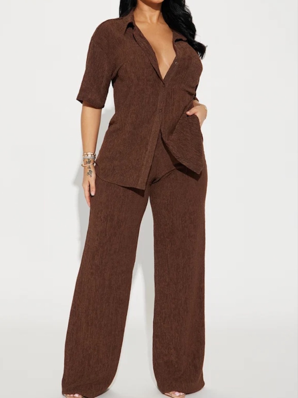 Fashion Nova - Cozy oversize Brown set - S